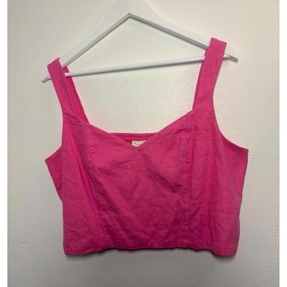a new day Tops - A New Day Linen Blend Pink Crop Top Size Large